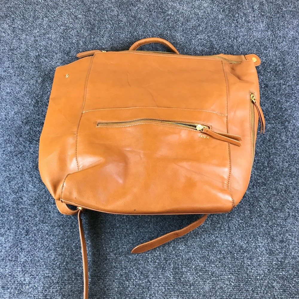 Fawn Design The Square Backpack Diaper Bag Women Brown Pockets Detachable Straps